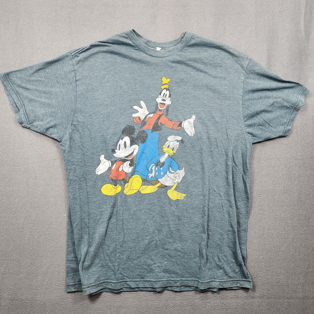 Vintage Optima Shirt Men XL Grey Goofy Mickey Donald Distressed Faded